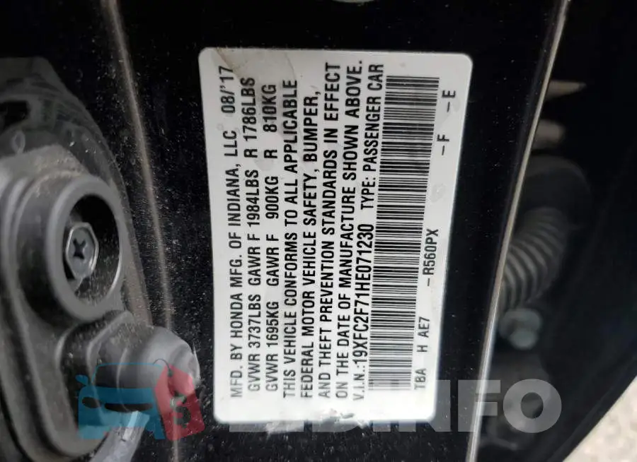 19XFC2F71HE071230 Photo# 12