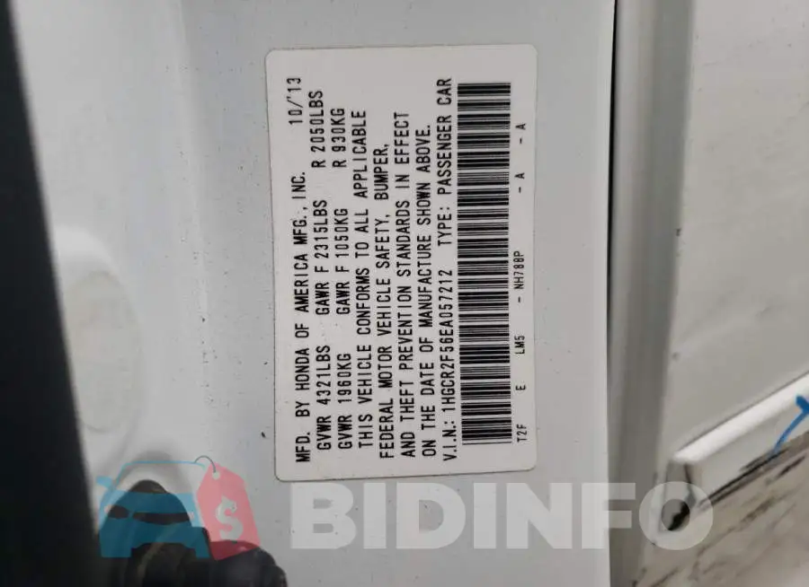 1HGCR2F56EA057212 Photo# 13