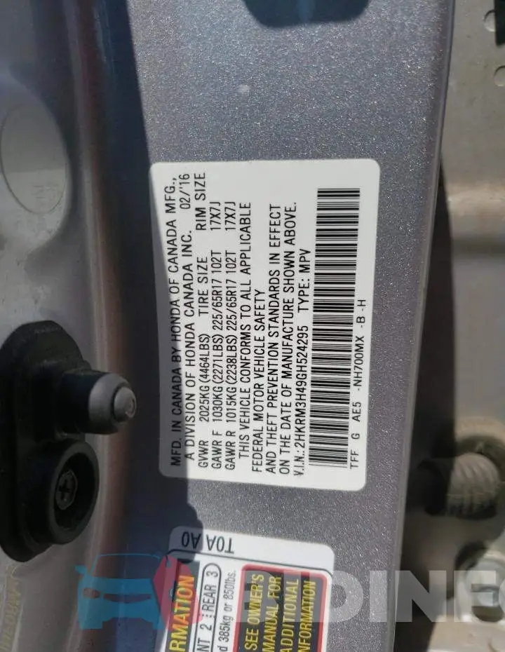 2HKRM3H49GH524295 Photo# 12
