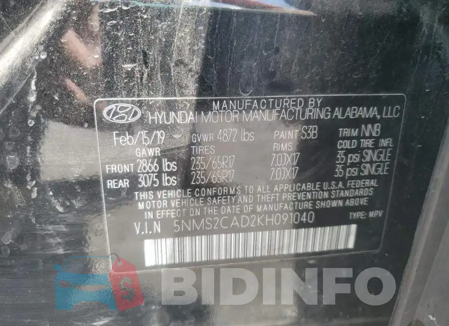 5NMS2CAD2KH091040 Photo# 13