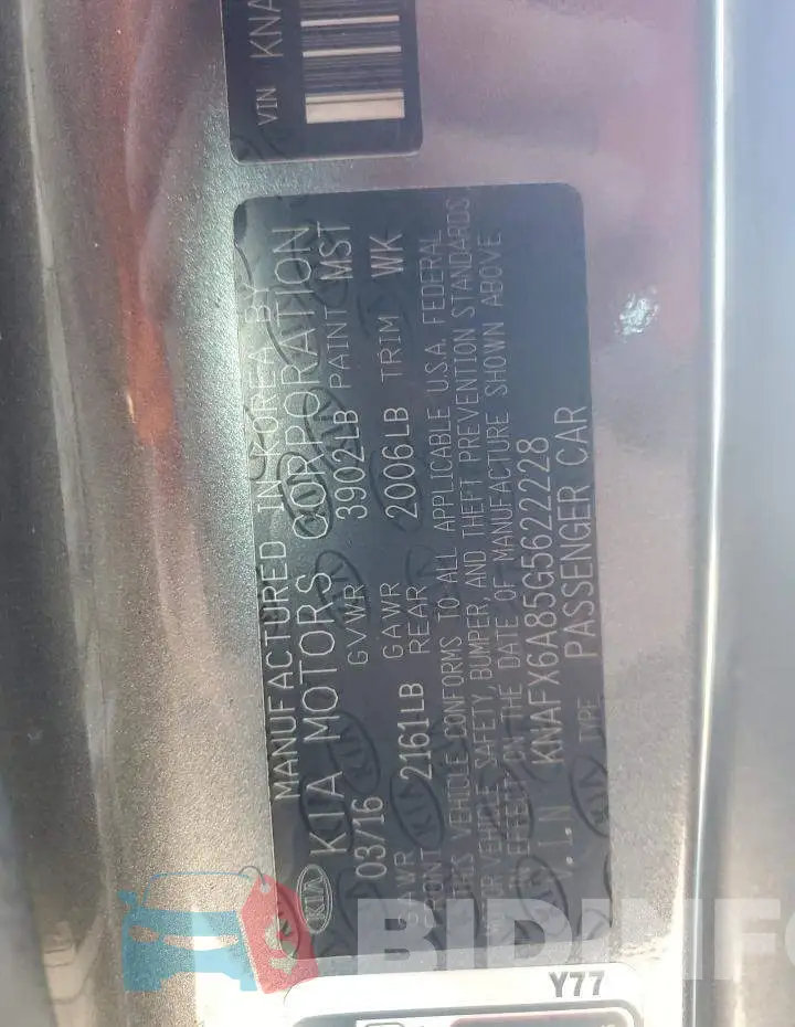 KNAFX6A85G5622228 Photo# 12
