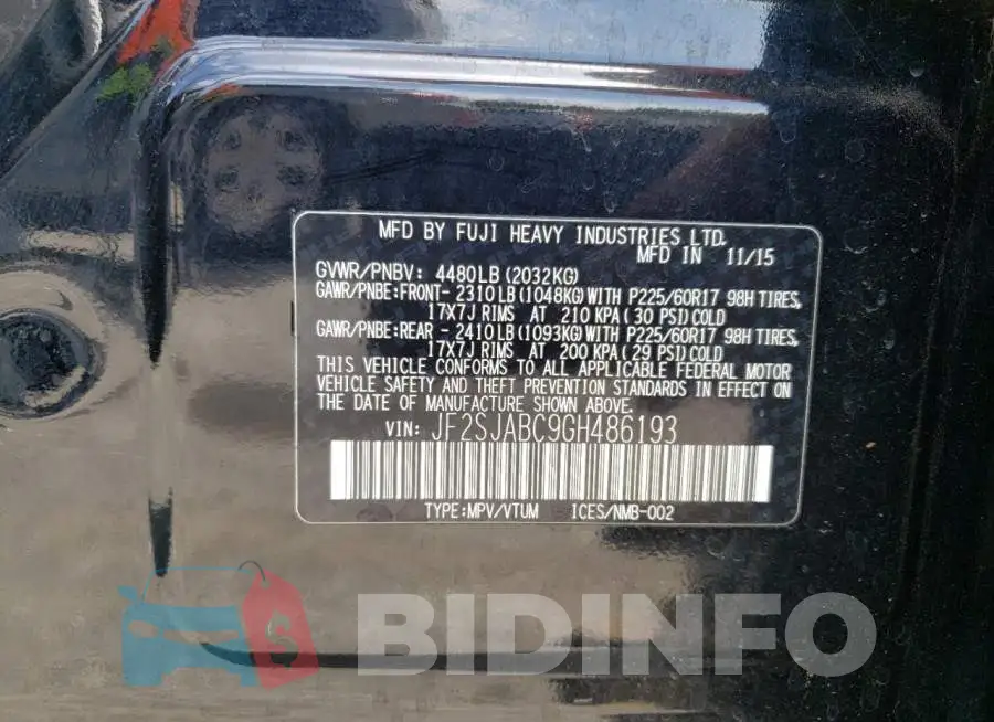 JF2SJABC9GH486193 Photo# 13