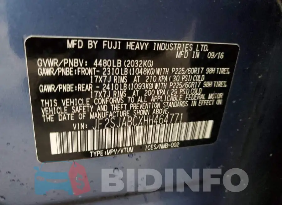 JF2SJABCXHH464771 Photo# 13