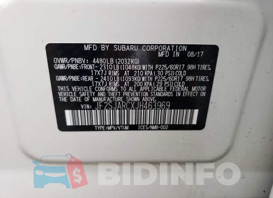 JF2SJARCXJH463969 Photo# 13