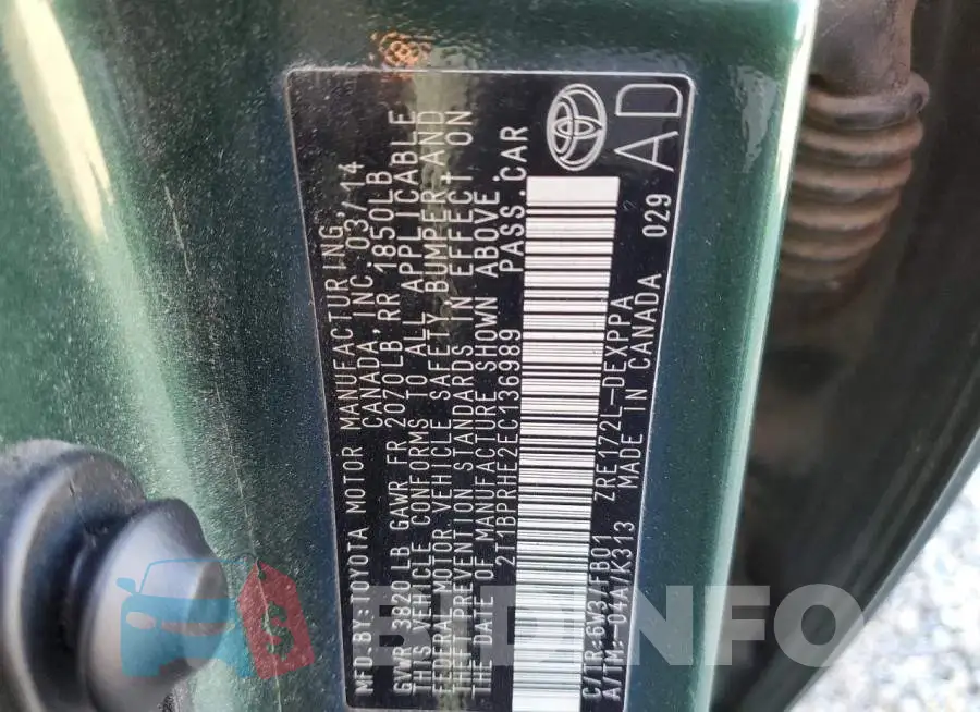 2T1BPRHE2EC136989 Photo# 12