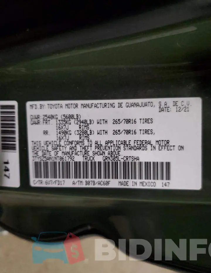 3TYSZ5AN1NT061792 Photo# 13