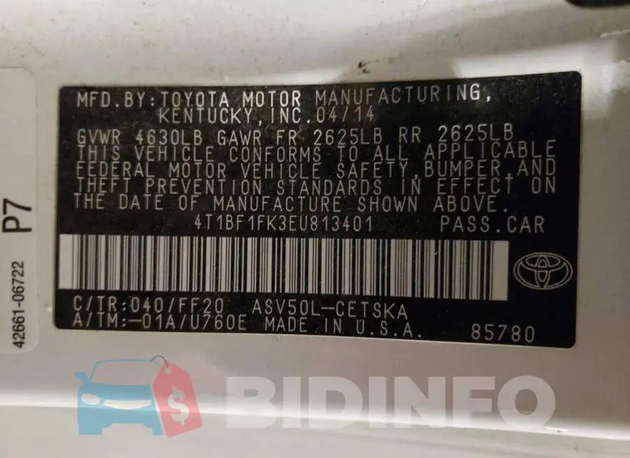 4T1BF1FK3EU813401 Photo# 12