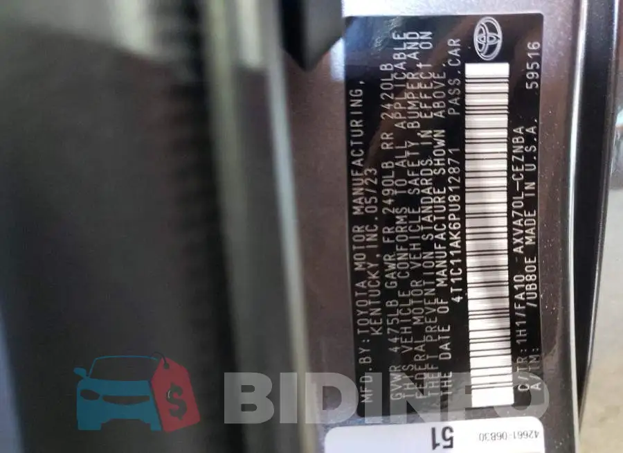 4T1C11AK6PU812871 Photo# 12