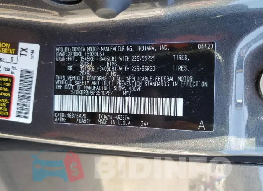 5TDKDRBH8PS510267 Photo# 14