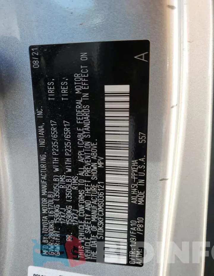5TDKSKFCXMS036121 Photo# 12