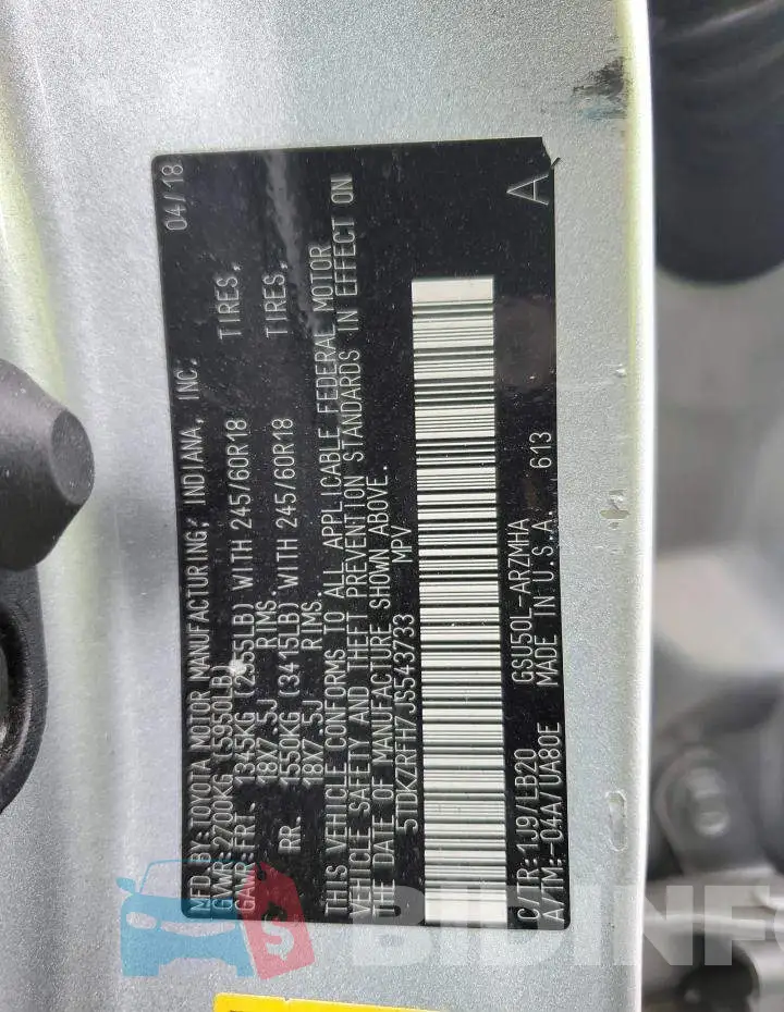 5TDKZRFH7JS543733 Photo# 13