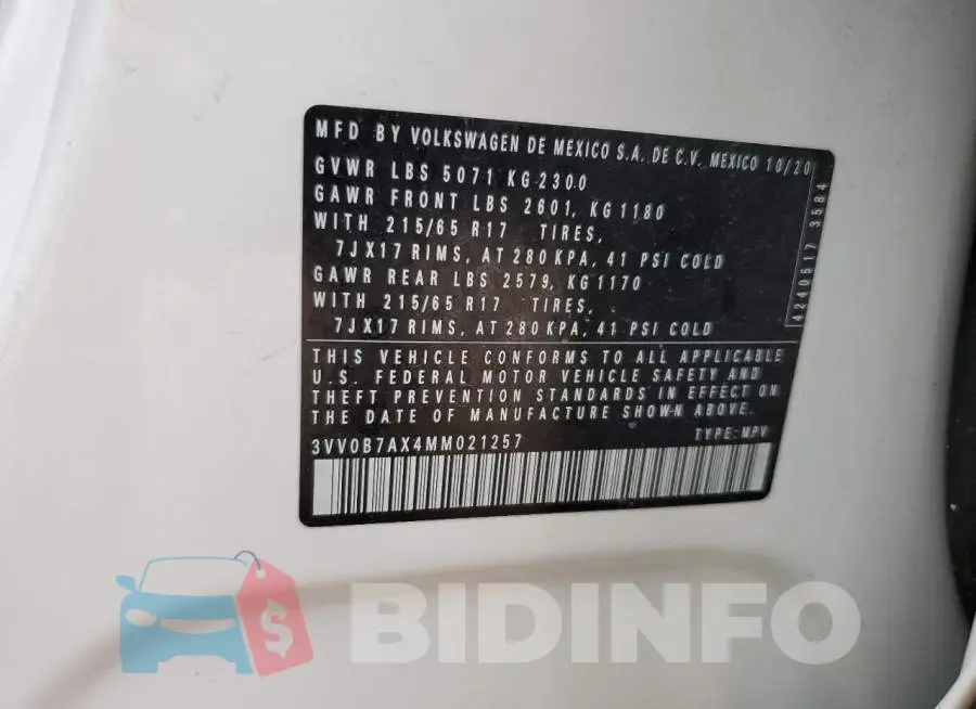 3VV0B7AX4MM021257 Photo# 13