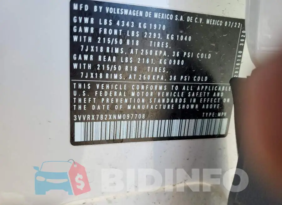 3VVRX7B2XNM097708 Photo# 13