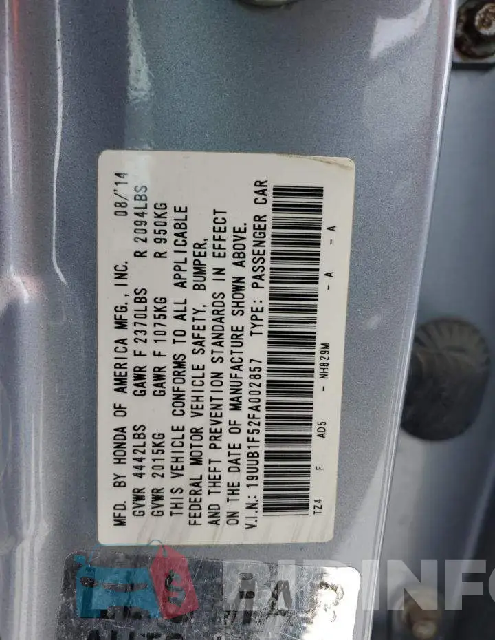 19UUB1F52FA002857 Photo# 12