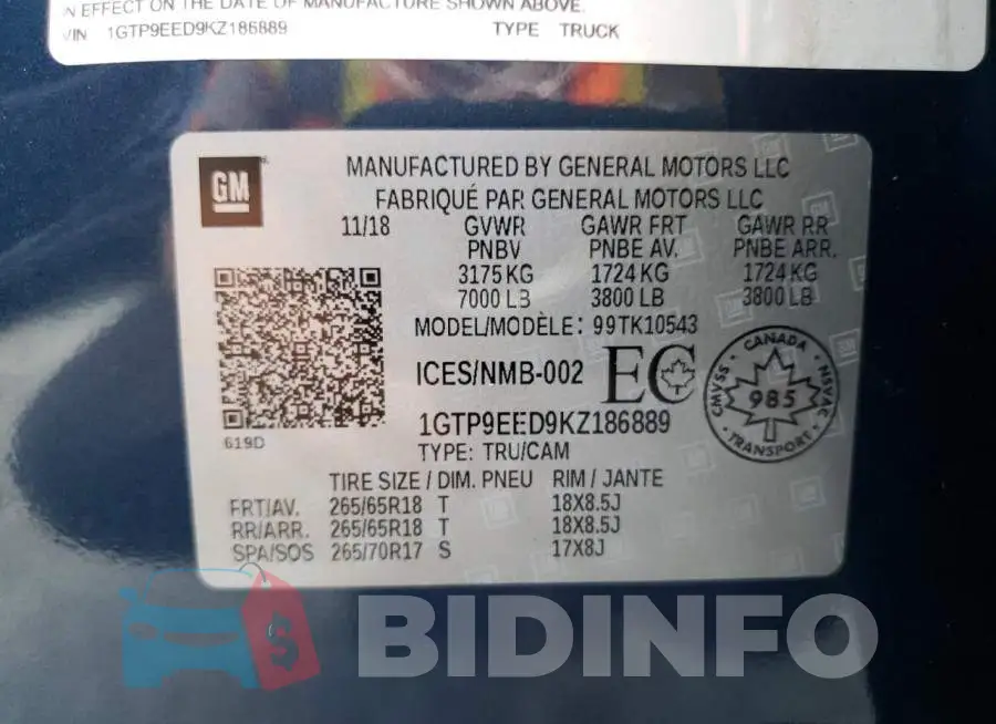 1GTP9EED9KZ186889 Photo# 12