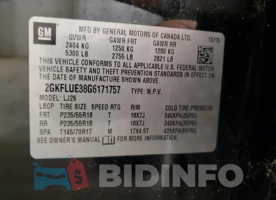 2GKFLUE38G6171757 Photo# 13