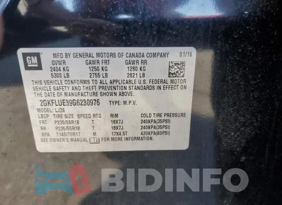2GKFLUE39G6230976 Photo# 12