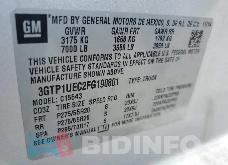 3GTP1UEC2FG190801 Photo# 12