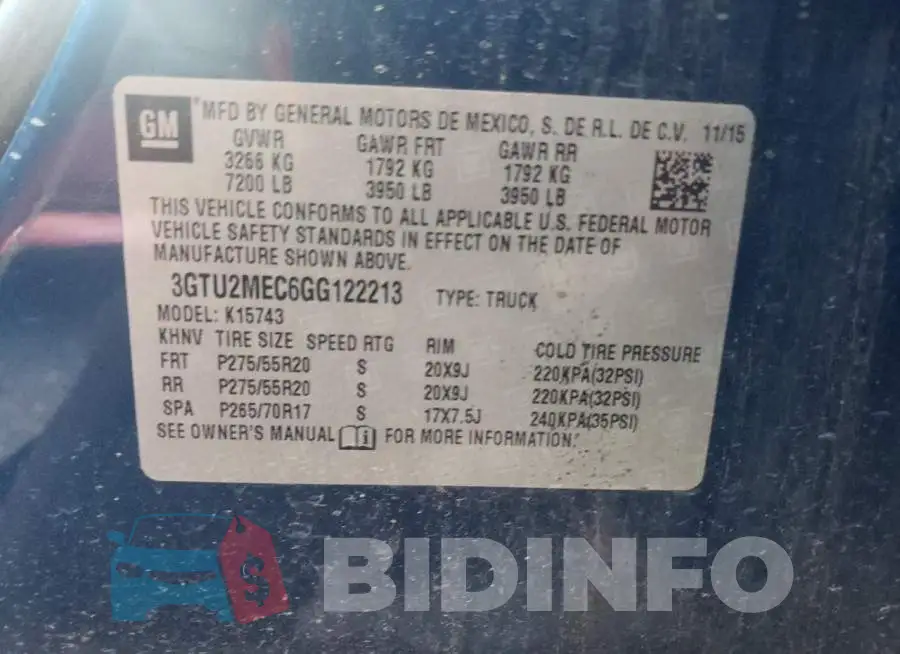 3GTU2MEC6GG122213 Photo# 10