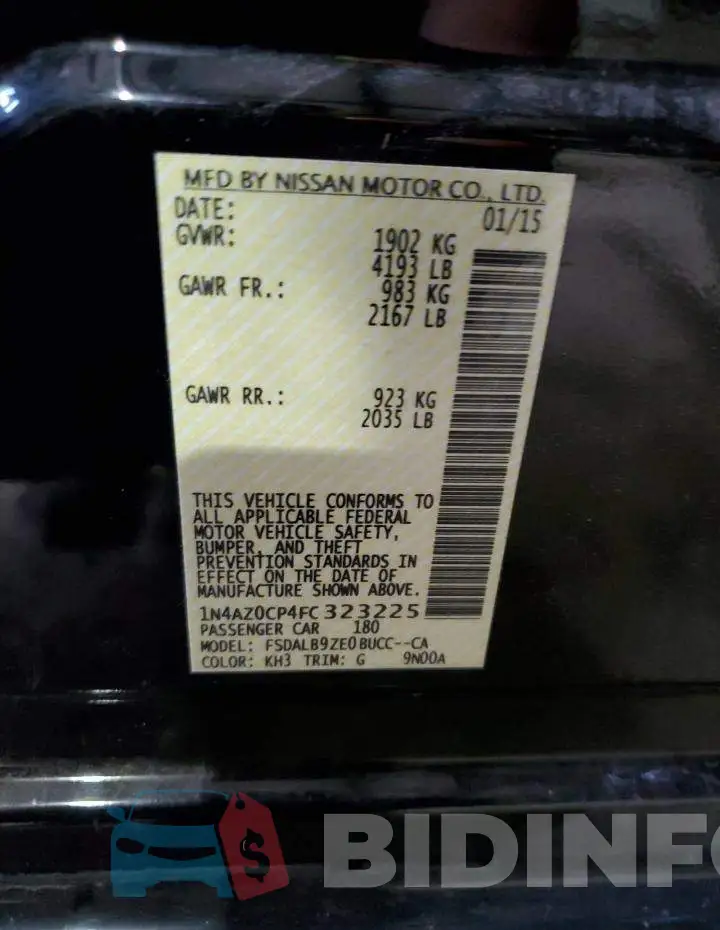 1N4AZ0CP4FC323225 Photo# 12
