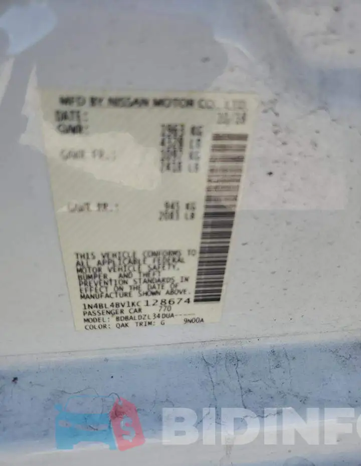 1N4BL4BV1KC128674 Photo# 13