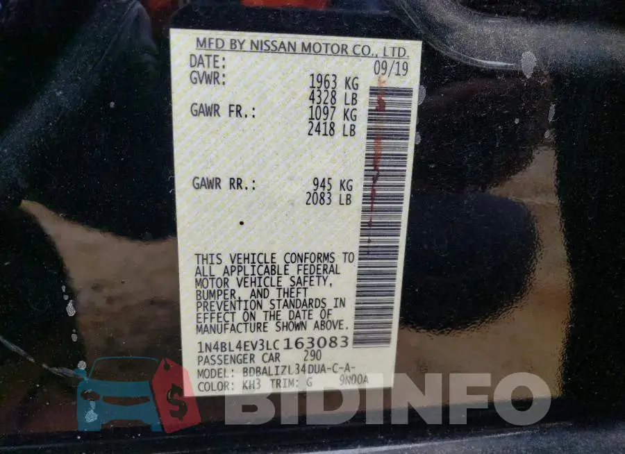 1N4BL4EV3LC163083 Photo# 12