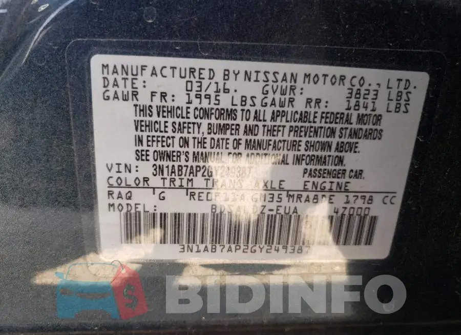 3N1AB7AP2GY249387 Photo# 12
