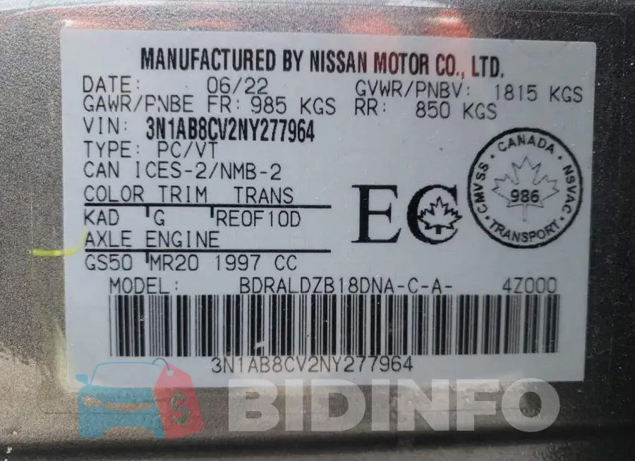 3N1AB8CV2NY277964 Photo# 12