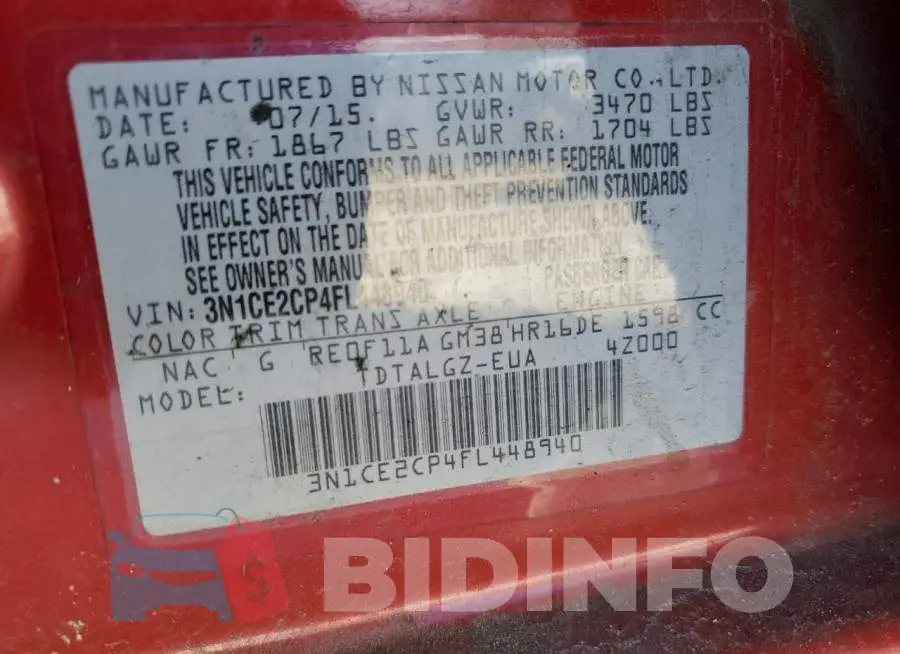 3N1CE2CP4FL448940 Photo# 12