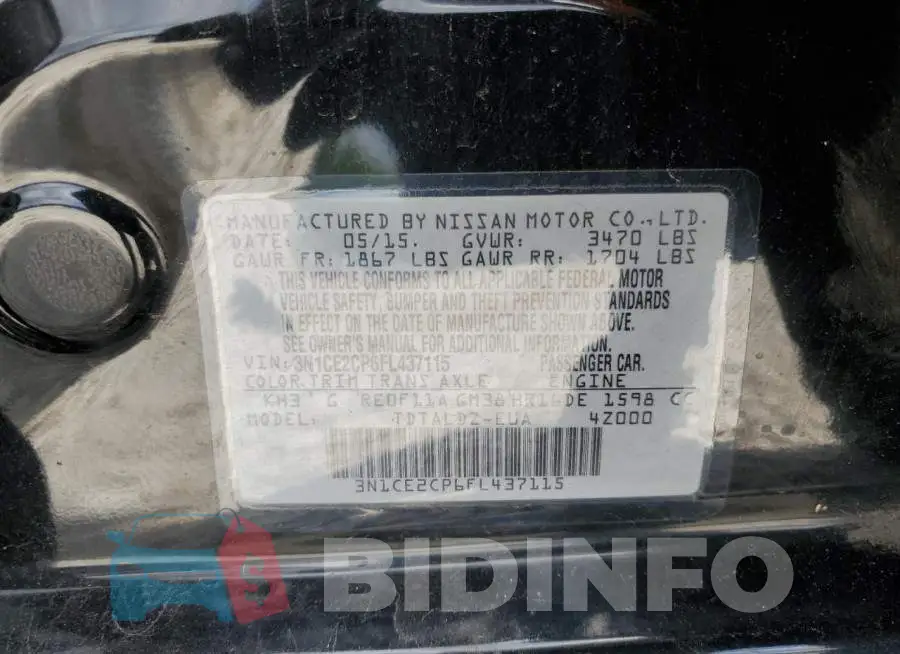 3N1CE2CP6FL437115 Photo# 12