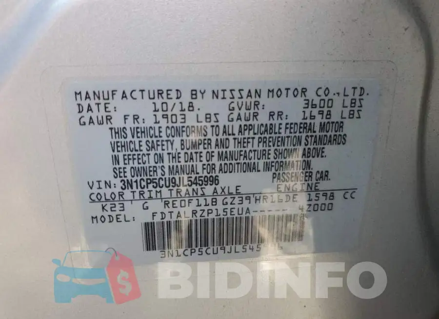 3N1CP5CU9JL545996 Photo# 12