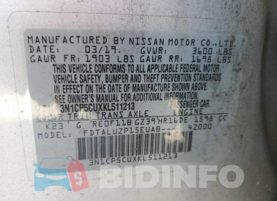 3N1CP5CUXKL511213 Photo# 12