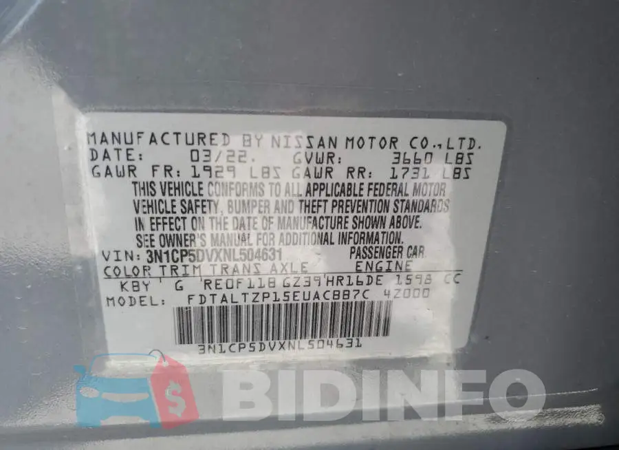 3N1CP5DVXNL504631 Photo# 12