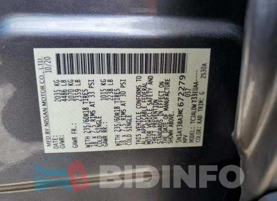 5N1AT3BA3MC672279 Photo# 14