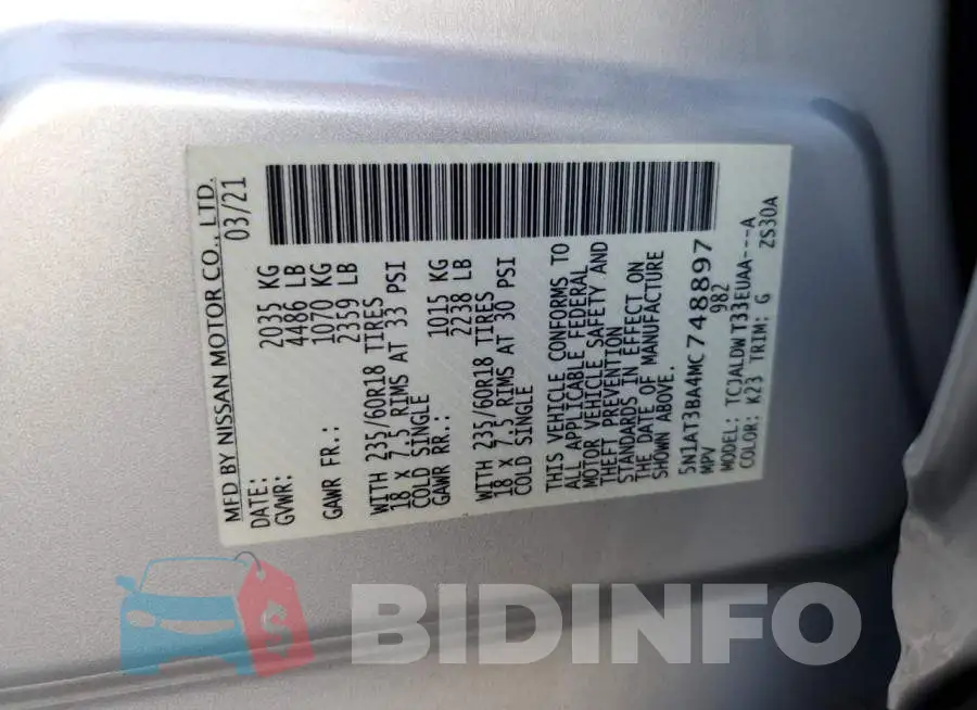 5N1AT3BA4MC748897 Photo# 13