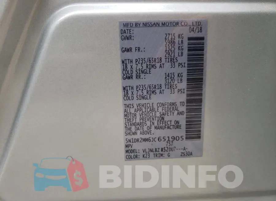 5N1DR2MM6JC651905 Photo# 12