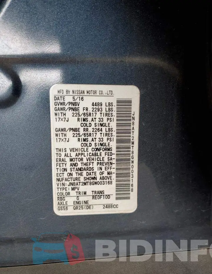 JN8AT2MT8GW003168 Photo# 13