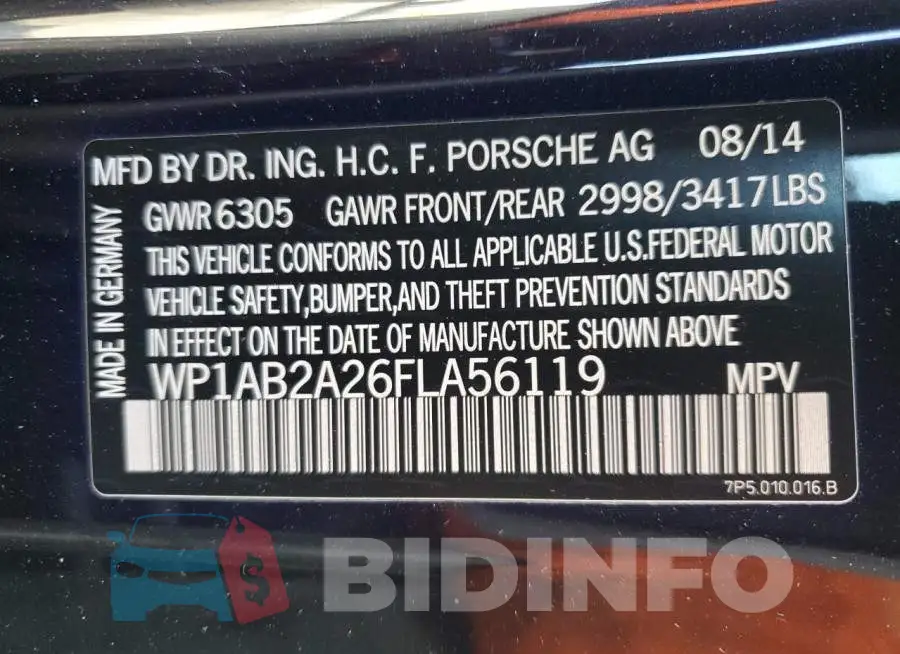 WP1AB2A26FLA56119 Photo# 14