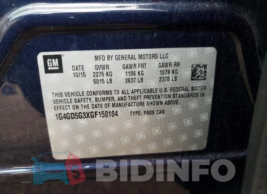 1G4GD5G3XGF150104 Photo# 12