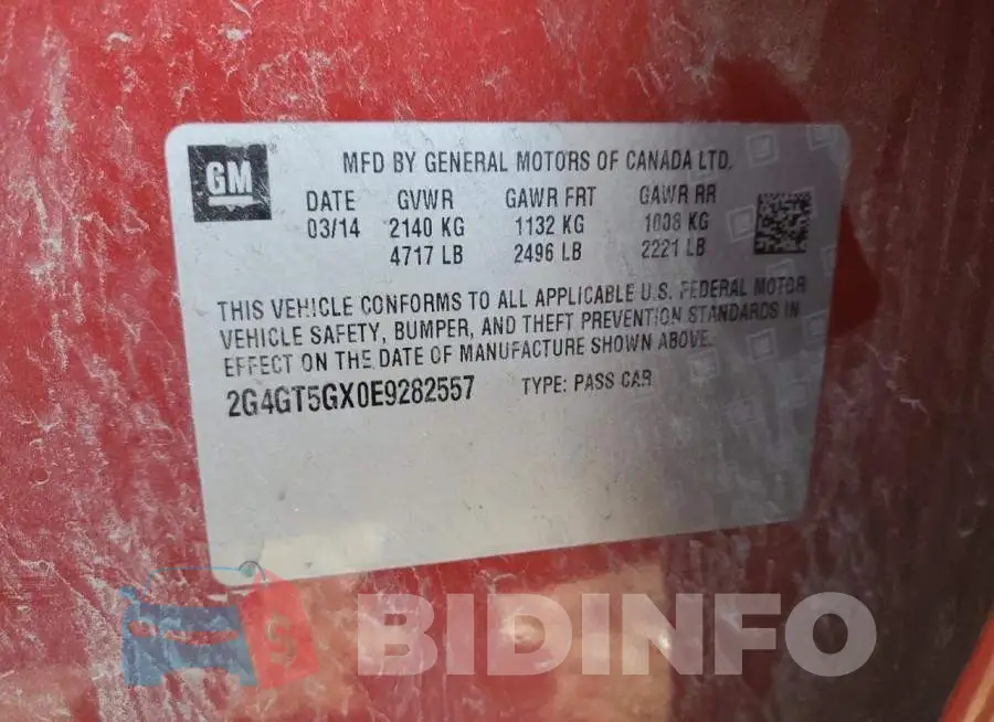 2G4GT5GX0E9282557 Photo# 12