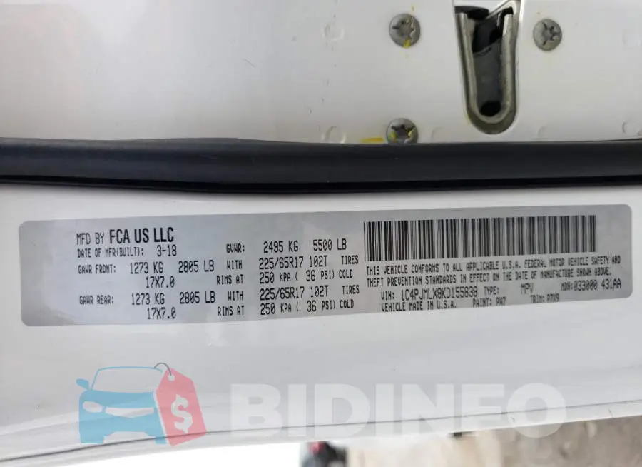 1C4PJMLX8KD155838 Photo# 12
