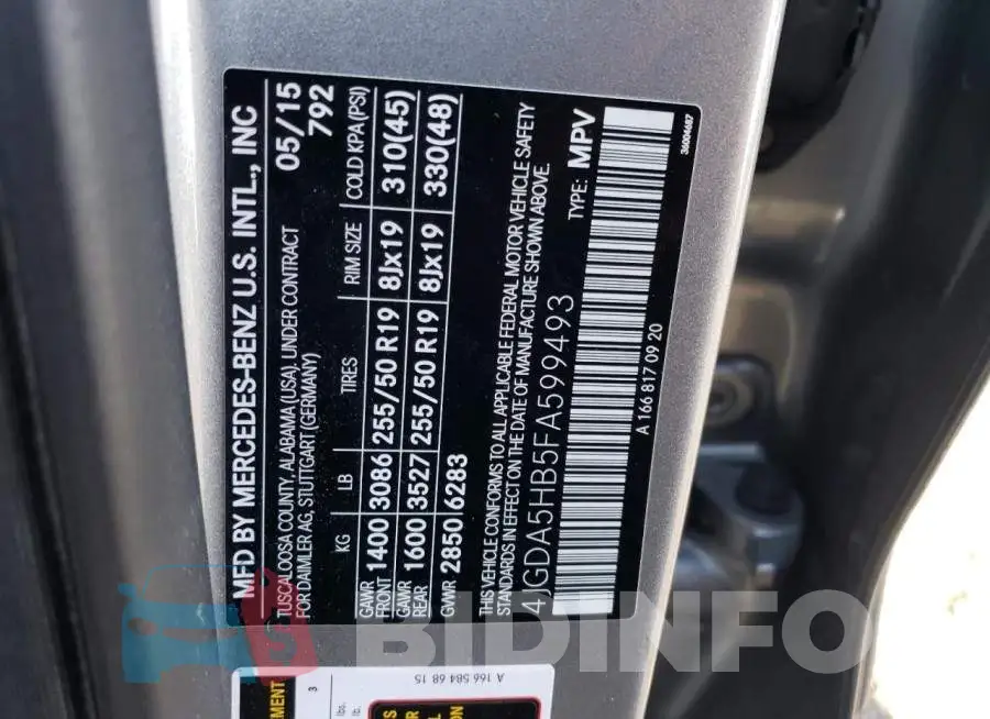 4JGDA5HB5FA599493 Photo# 13