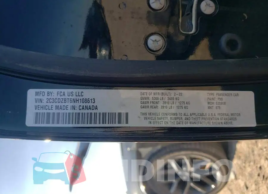 2C3CDZBT6NH108613 Photo# 13
