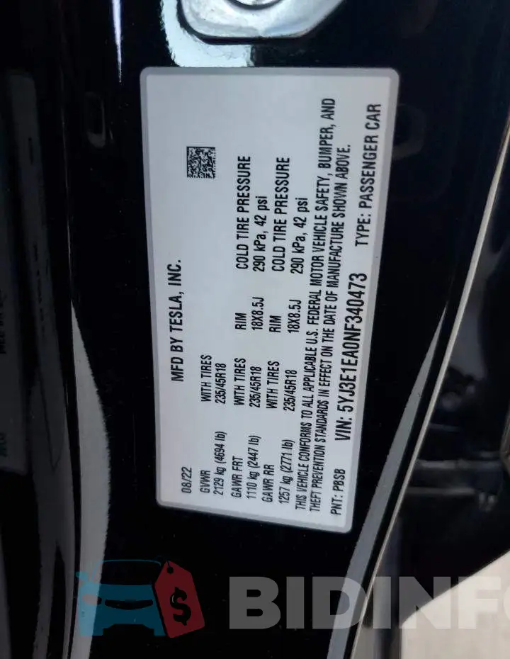 5YJ3E1EA0NF340473 Photo# 13