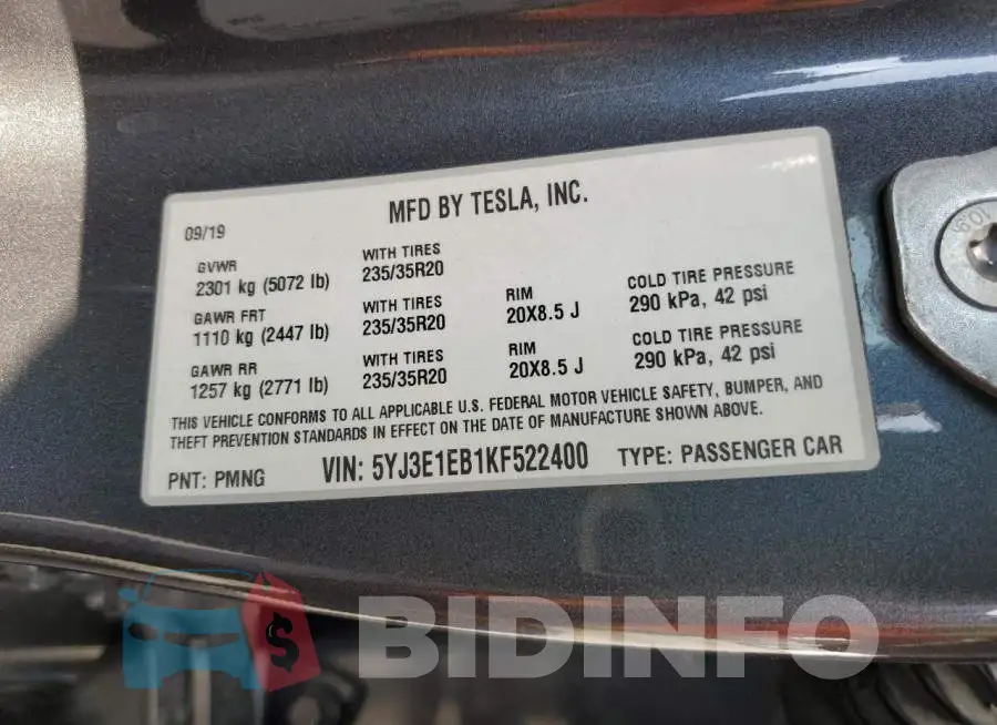 5YJ3E1EB1KF522400 Photo# 12