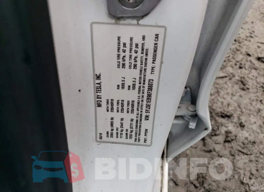 5YJ3E1EB9KF388073 Photo# 12