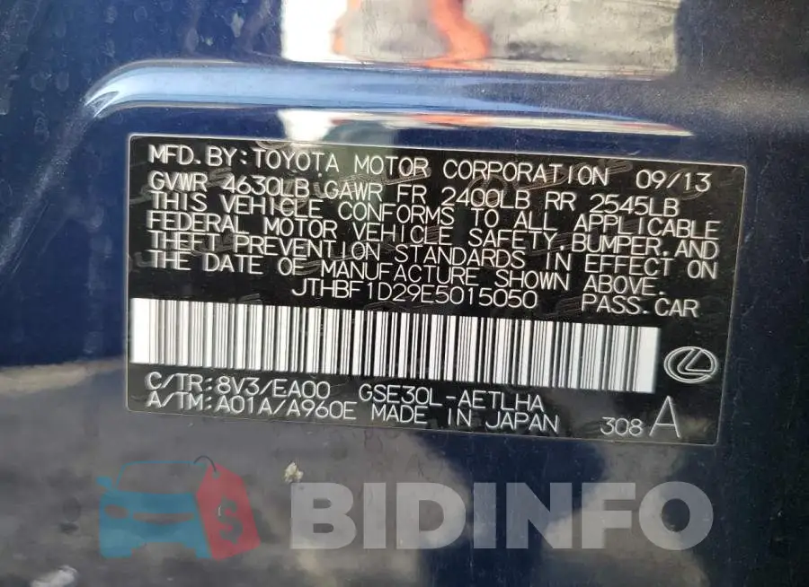 JTHBF1D29E5015050 Photo# 12