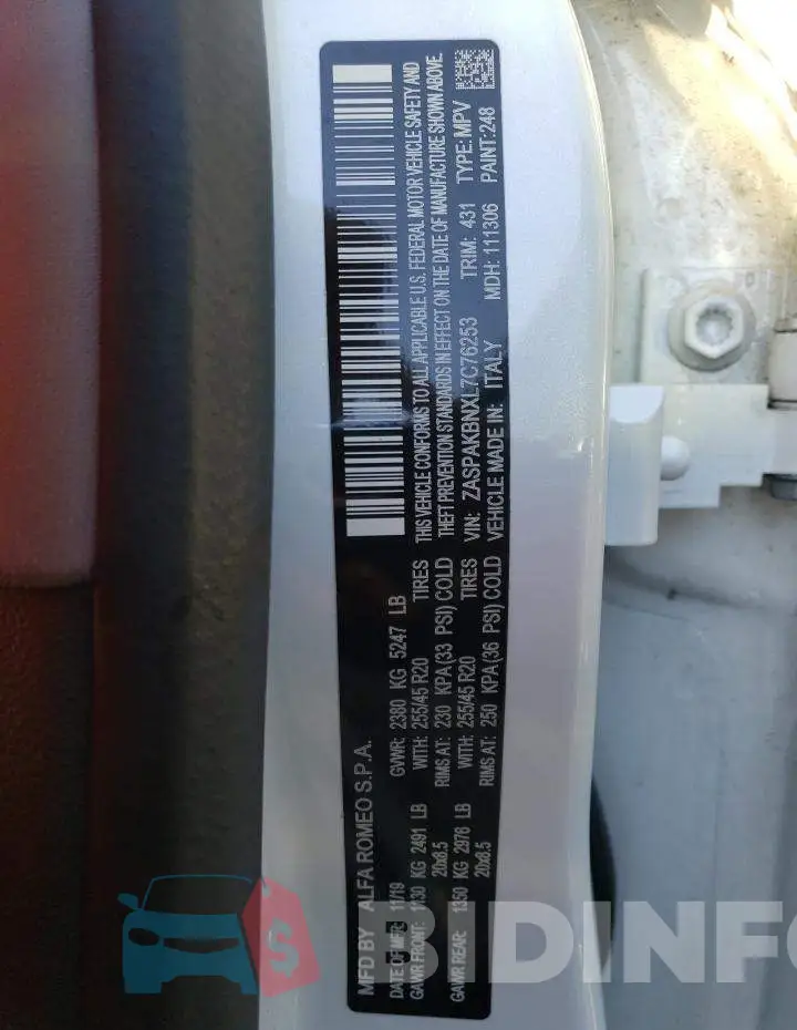 ZASPAKBNXL7C76253 Photo# 13