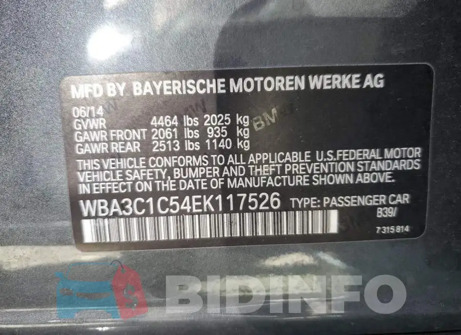 WBA3C1C54EK117526 Photo# 12