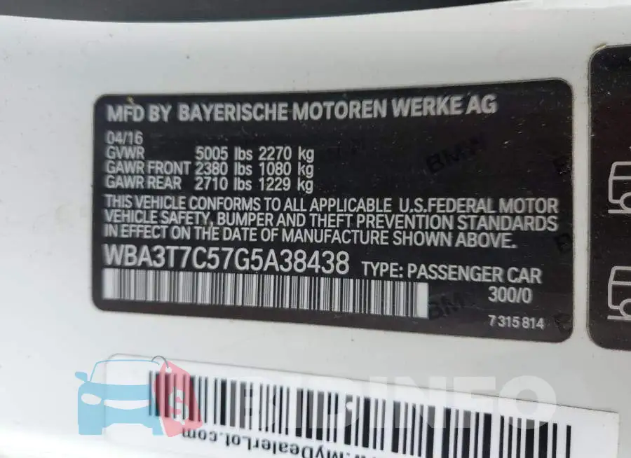 WBA3T7C57G5A38438 Photo# 12